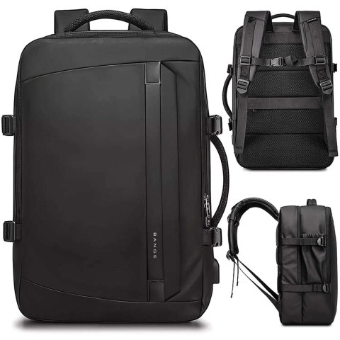 Bange Plecak wodoodporny Bange torba na laptopa 15.6" podróżny 47x31x20 cm do pracy szkoły samolotu męski damski z gniazdem USB Czarny Bange Plecak wodoodporny Bange torba na laptopa 15.6" podróżny 47x31x20 cm do pracy szkoły samolotu męski damski z gniazdem USB Czarny