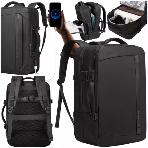 Bange Plecak wodoodporny Bange torba na laptopa 15.6" podróżny 47x31x20 cm do pracy szkoły samolotu męski damski z gniazdem USB Czarny Bange Plecak wodoodporny Bange torba na laptopa 15.6" podróżny 47x31x20 cm do pracy szkoły samolotu męski damski z gniazdem USB Czarny