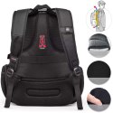 Bange Plecak wodoodporny Bange torba na laptopa 15" miejski podróżny 48x35x23 cm do pracy szkoły samolotu męski damski USB Czarny