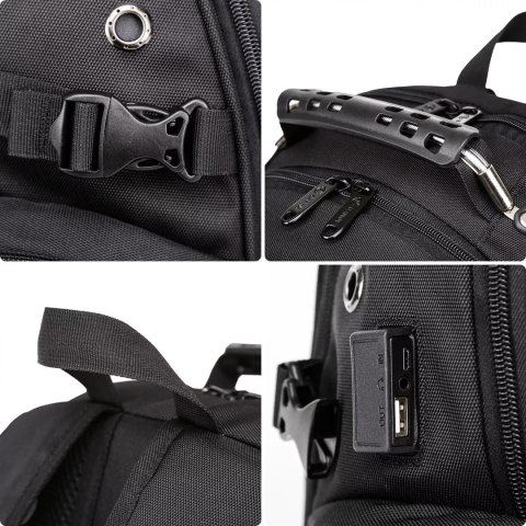 Bange Plecak wodoodporny Bange torba na laptopa 15" miejski podróżny 48x35x23 cm do pracy szkoły samolotu męski damski USB Czarny Bange Plecak wodoodporny Bange torba na laptopa 15" miejski podróżny 48x35x23 cm do pracy szkoły samolotu męski damski USB Czarny