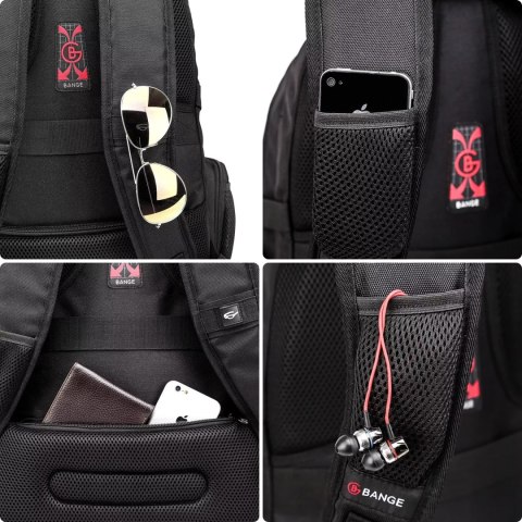 Bange Plecak wodoodporny Bange torba na laptopa 15" miejski podróżny 48x35x23 cm do pracy szkoły samolotu męski damski USB Czarny Bange Plecak wodoodporny Bange torba na laptopa 15" miejski podróżny 48x35x23 cm do pracy szkoły samolotu męski damski USB Czarny