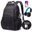 Bange Plecak wodoodporny Bange torba na laptopa 15" miejski podróżny 48x35x23 cm do pracy szkoły samolotu męski damski USB Czarny