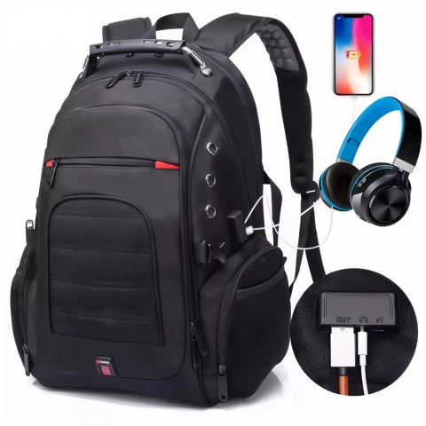 Bange Plecak wodoodporny Bange torba na laptopa 15" miejski podróżny 48x35x23 cm do pracy szkoły samolotu męski damski USB Czarny Bange Plecak wodoodporny Bange torba na laptopa 15" miejski podróżny 48x35x23 cm do pracy szkoły samolotu męski damski USB Czarny