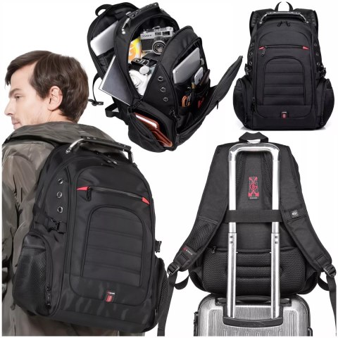 Bange Plecak wodoodporny Bange torba na laptopa 15" miejski podróżny 48x35x23 cm do pracy szkoły samolotu męski damski USB Czarny Bange Plecak wodoodporny Bange torba na laptopa 15" miejski podróżny 48x35x23 cm do pracy szkoły samolotu męski damski USB Czarny