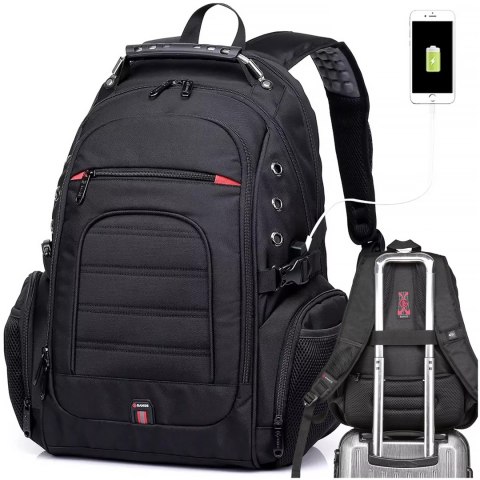 Bange Plecak wodoodporny Bange torba na laptopa 15" miejski podróżny 48x35x23 cm do pracy szkoły samolotu męski damski USB Czarny Bange Plecak wodoodporny Bange torba na laptopa 15" miejski podróżny 48x35x23 cm do pracy szkoły samolotu męski damski USB Czarny