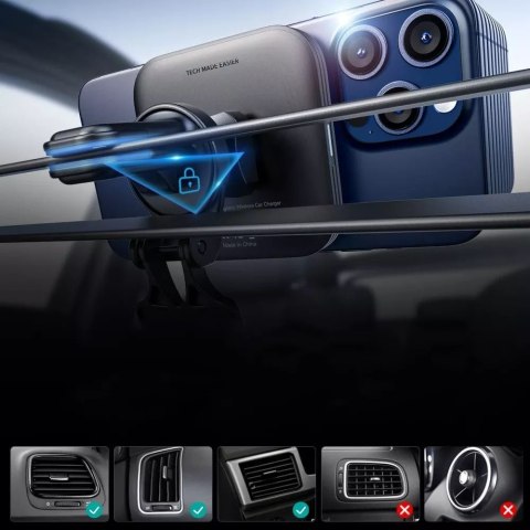 ESR Uchwyt samochodowy z ładowarką ESR Halolock Magnetic Magsafe Vent Car Mount Wireless Charger Qi2 15W Black ESR Uchwyt samochodowy z ładowarką ESR Halolock Magnetic Magsafe Vent Car Mount Wireless Charger Qi2 15W Black