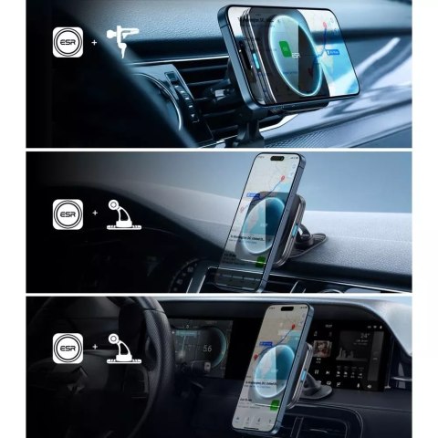 ESR Uchwyt samochodowy z ładowarką ESR Halolock Magnetic Magsafe Vent Car Mount Wireless Charger Qi2 15W Black ESR Uchwyt samochodowy z ładowarką ESR Halolock Magnetic Magsafe Vent Car Mount Wireless Charger Qi2 15W Black