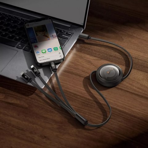 Baseus Kabel Baseus Free2Draw CB000084 zwijany USB-C - Lightning / USB-C / micro USB 100W 1.1m - czarny Baseus Kabel Baseus Free2Draw CB000084 zwijany USB-C - Lightning / USB-C / micro USB 100W 1.1m - czarny