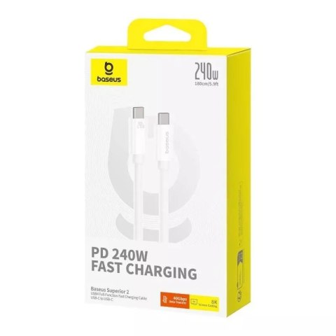Baseus Kabel USB-C do USB-C Baseus Superior 2 240W. 1,8m Biały Baseus Kabel USB-C do USB-C Baseus Superior 2 240W. 1,8m Biały