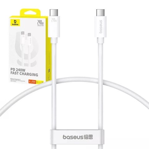 Baseus Kabel USB-C do USB-C Baseus Superior 2 240W. 1,8m Biały Baseus Kabel USB-C do USB-C Baseus Superior 2 240W. 1,8m Biały