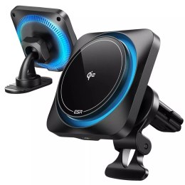 ESR Uchwyt ładowarka samochodowa ESR HaloLock Qi2 Wireless z CryoBoost Magnetyczna MagSafe QI2 15W na kokpit kratkę wentylacyjną