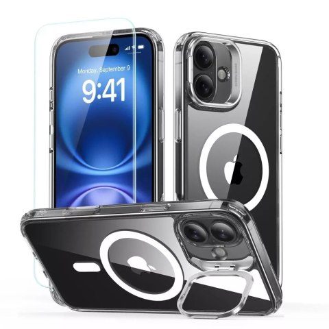 ESR Etui obudowa ESR Classic Hybrid Kickstand Halolock Magsafe & Tempered Glass do iPhone 16 Clear ESR Etui obudowa ESR Classic Hybrid Kickstand Halolock Magsafe & Tempered Glass do iPhone 16 Clear