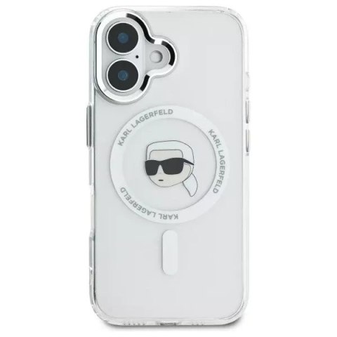 Karl Lagerfeld Etui Karl Lagerfeld do iPhone 16 6.1" Biały MagSafe Hardcase IML Metal Karl Head Karl Lagerfeld Etui Karl Lagerfeld do iPhone 16 6.1" Biały MagSafe Hardcase IML Metal Karl Head