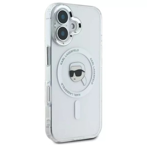 Karl Lagerfeld Etui Karl Lagerfeld do iPhone 16 6.1" Biały MagSafe Hardcase IML Metal Karl Head Karl Lagerfeld Etui Karl Lagerfeld do iPhone 16 6.1" Biały MagSafe Hardcase IML Metal Karl Head