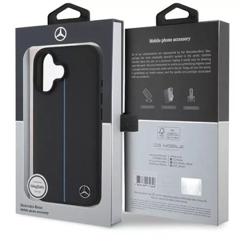 Mercedes Etui Mercedes do iPhone 16 6.1" Czarny Hardcase MB Blue Line Leather MagSafe Mercedes Etui Mercedes do iPhone 16 6.1" Czarny Hardcase MB Blue Line Leather MagSafe