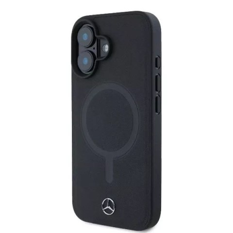 Mercedes Etui Mercedes do iPhone 16 6.1" Czarny MagSafe Hardcase Plain Smooth Leather Mercedes Etui Mercedes do iPhone 16 6.1" Czarny MagSafe Hardcase Plain Smooth Leather