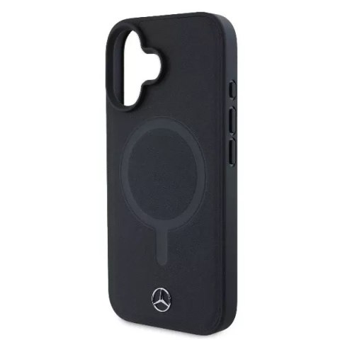 Mercedes Etui Mercedes do iPhone 16 6.1" Czarny MagSafe Hardcase Plain Smooth Leather Mercedes Etui Mercedes do iPhone 16 6.1" Czarny MagSafe Hardcase Plain Smooth Leather