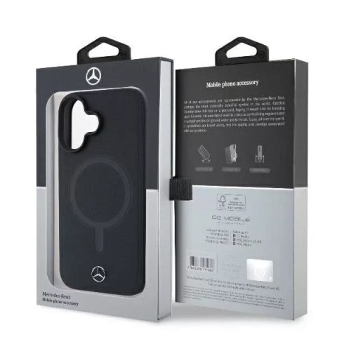 Mercedes Etui Mercedes do iPhone 16 6.1" Czarny MagSafe Hardcase Plain Smooth Leather Mercedes Etui Mercedes do iPhone 16 6.1" Czarny MagSafe Hardcase Plain Smooth Leather