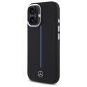 Mercedes Etui Mercedes do iPhone 16 6.1" Czarny MagSafe Hardcase Silicone Blue Stripe
