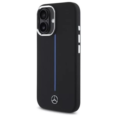 Mercedes Etui Mercedes do iPhone 16 6.1" Czarny MagSafe Hardcase Silicone Blue Stripe Mercedes Etui Mercedes do iPhone 16 6.1" Czarny MagSafe Hardcase Silicone Blue Stripe