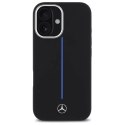 Mercedes Etui Mercedes do iPhone 16 6.1" Czarny MagSafe Hardcase Silicone Blue Stripe