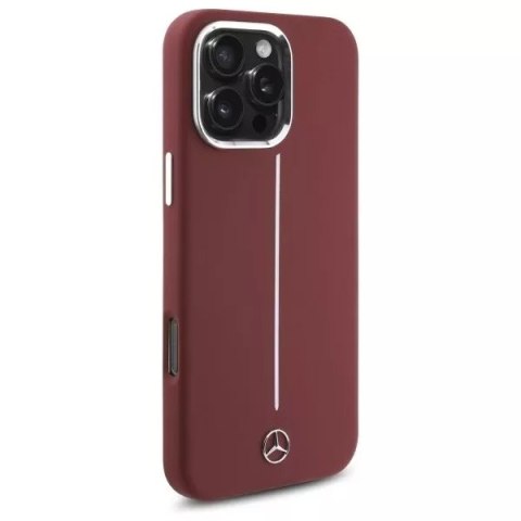 Mercedes Etui Mercedes do iPhone 16 Pro Max 6.9" Czerwony Hardcase Silicone White Stripe MagSafe Mercedes Etui Mercedes do iPhone 16 Pro Max 6.9" Czerwony Hardcase Silicone White Stripe MagSafe