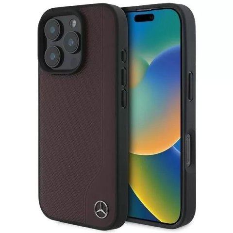 Mercedes Etui Mercedes do iPhone 16 Pro Max 6.9" Czerwony MagSafe Hardcase MB Wood Imitation Leather Mercedes Etui Mercedes do iPhone 16 Pro Max 6.9" Czerwony MagSafe Hardcase MB Wood Imitation Leather