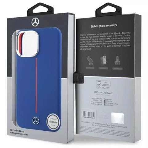 Mercedes Etui Mercedes do iPhone 16 Pro Max 6.9" Granatowy MagSafe Hardcase Silicone Red Stripe Mercedes Etui Mercedes do iPhone 16 Pro Max 6.9" Granatowy MagSafe Hardcase Silicone Red Stripe