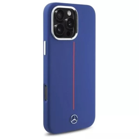 Mercedes Etui Mercedes do iPhone 16 Pro Max 6.9" Granatowy MagSafe Hardcase Silicone Red Stripe Mercedes Etui Mercedes do iPhone 16 Pro Max 6.9" Granatowy MagSafe Hardcase Silicone Red Stripe