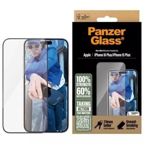 PanzerGlass Szkło hartowane PanzerGlass Screen Protector Ultra-Wide Fit na iPhone 16 Plus PanzerGlass Szkło hartowane PanzerGlass Screen Protector Ultra-Wide Fit na iPhone 16 Plus