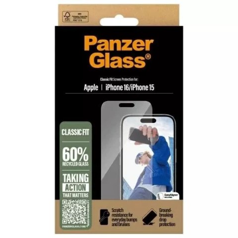PanzerGlass Szkło hartowane do iPhone 16 PanzerGlass Screen Protector Classic Fit PanzerGlass Szkło hartowane do iPhone 16 PanzerGlass Screen Protector Classic Fit