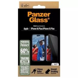 PanzerGlass Szkło hartowane do iPhone 16 Plus PanzerGlass Privacy Screen Protector Ultra-Wide Fit
