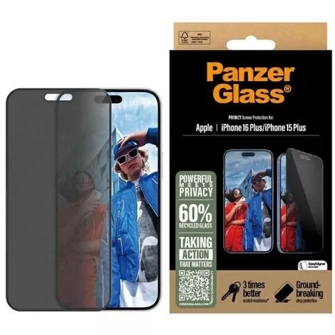 PanzerGlass Szkło hartowane do iPhone 16 Plus PanzerGlass Privacy Screen Protector Ultra-Wide Fit PanzerGlass Szkło hartowane do iPhone 16 Plus PanzerGlass Privacy Screen Protector Ultra-Wide Fit