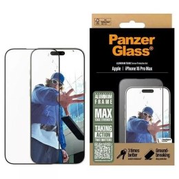 PanzerGlass Szkło hartowane do iPhone 16 Pro Max PanzerGlass Screen Protector Aluminum Frame Ultra-Wide Fit z aluminiową ramką