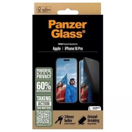 PanzerGlass Szkło hartowane do iPhone 16 Pro PanzerGlass Privacy Screen Protector Ultra-Wide Fit