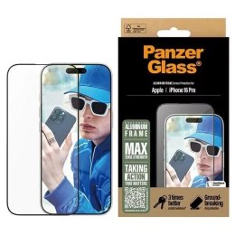 PanzerGlass Szkło hartowane do iPhone 16 Pro PanzerGlass Screen Protector Aluminum Frame Ultra-Wide Fit z aluminiową ramką