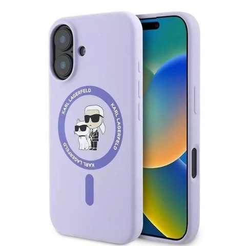Ringke Etui Karl Lagerfeld do iPhone 16 6.1" Fioletowy MagSafe Hardcase Silicone Karl&Choupette Ring Ringke Etui Karl Lagerfeld do iPhone 16 6.1" Fioletowy MagSafe Hardcase Silicone Karl&Choupette Ring