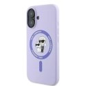 Ringke Etui Karl Lagerfeld do iPhone 16 6.1" Fioletowy MagSafe Hardcase Silicone Karl&Choupette Ring