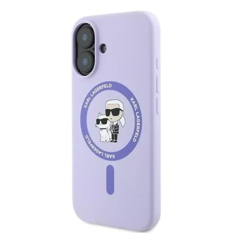 Ringke Etui Karl Lagerfeld do iPhone 16 6.1" Fioletowy MagSafe Hardcase Silicone Karl&Choupette Ring Ringke Etui Karl Lagerfeld do iPhone 16 6.1" Fioletowy MagSafe Hardcase Silicone Karl&Choupette Ring