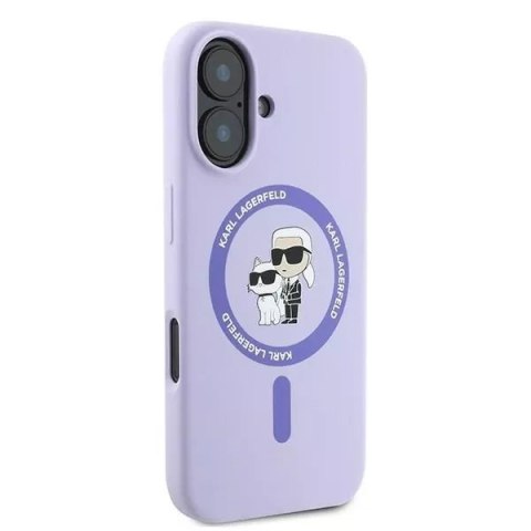 Ringke Etui Karl Lagerfeld do iPhone 16 6.1" Fioletowy MagSafe Hardcase Silicone Karl&Choupette Ring Ringke Etui Karl Lagerfeld do iPhone 16 6.1" Fioletowy MagSafe Hardcase Silicone Karl&Choupette Ring