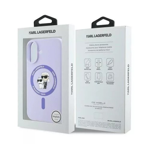 Ringke Etui Karl Lagerfeld do iPhone 16 6.1" Fioletowy MagSafe Hardcase Silicone Karl&Choupette Ring Ringke Etui Karl Lagerfeld do iPhone 16 6.1" Fioletowy MagSafe Hardcase Silicone Karl&Choupette Ring