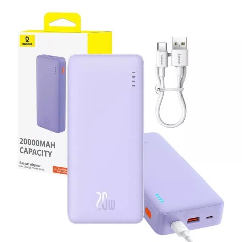Baseus Powerbank Baseus Airpow 20000mAh 20W Fioletowy Baseus Powerbank Baseus Airpow 20000mAh 20W Fioletowy