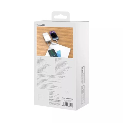 Baseus Powerbank Baseus Comet Series z wyświetlaczem 20000mAh 22.5W - biały + kabel USB-A / USB-C Baseus Powerbank Baseus Comet Series z wyświetlaczem 20000mAh 22.5W - biały + kabel USB-A / USB-C