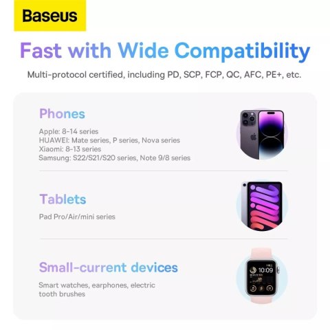 Baseus Powerbank Baseus Comet Series z wyświetlaczem 20000mAh 22.5W - biały + kabel USB-A / USB-C Baseus Powerbank Baseus Comet Series z wyświetlaczem 20000mAh 22.5W - biały + kabel USB-A / USB-C