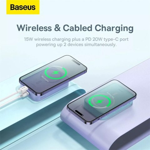 Baseus Powerbank Baseus Magnetic Mini 20000 mAh 20W - fioletowy + kabel USB-C / USB-C Baseus Powerbank Baseus Magnetic Mini 20000 mAh 20W - fioletowy + kabel USB-C / USB-C