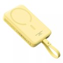Baseus Powerbank Baseus Magnetic Mini MagSafe 10000mAh 30W z wbudowanym kablem USB-C - żółty + kabel Baseus Simple Series USB-C - USB-C