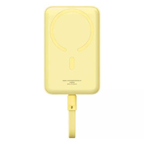 Baseus Powerbank Baseus Magnetic Mini MagSafe 10000mAh 30W z wbudowanym kablem USB-C - żółty + kabel Baseus Simple Series USB-C - USB-C Baseus Powerbank Baseus Magnetic Mini MagSafe 10000mAh 30W z wbudowanym kablem USB-C - żółty + kabel Baseus Simple Series USB-C - USB-C
