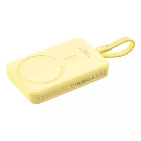 Baseus Powerbank Baseus Magnetic Mini MagSafe 10000mAh 30W z wbudowanym kablem USB-C - żółty + kabel Baseus Simple Series USB-C - USB-C Baseus Powerbank Baseus Magnetic Mini MagSafe 10000mAh 30W z wbudowanym kablem USB-C - żółty + kabel Baseus Simple Series USB-C - USB-C