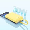 Baseus Powerbank Baseus Magnetic Mini MagSafe 10000mAh 30W z wbudowanym kablem USB-C - żółty + kabel Baseus Simple Series USB-C - USB-C