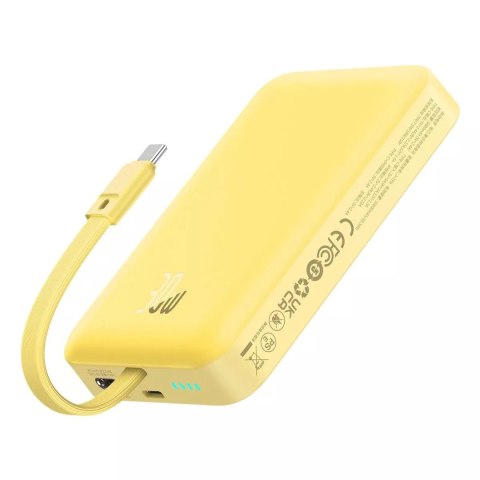 Baseus Powerbank Baseus Magnetic Mini MagSafe 10000mAh 30W z wbudowanym kablem USB-C - żółty + kabel Baseus Simple Series USB-C - USB-C Baseus Powerbank Baseus Magnetic Mini MagSafe 10000mAh 30W z wbudowanym kablem USB-C - żółty + kabel Baseus Simple Series USB-C - USB-C